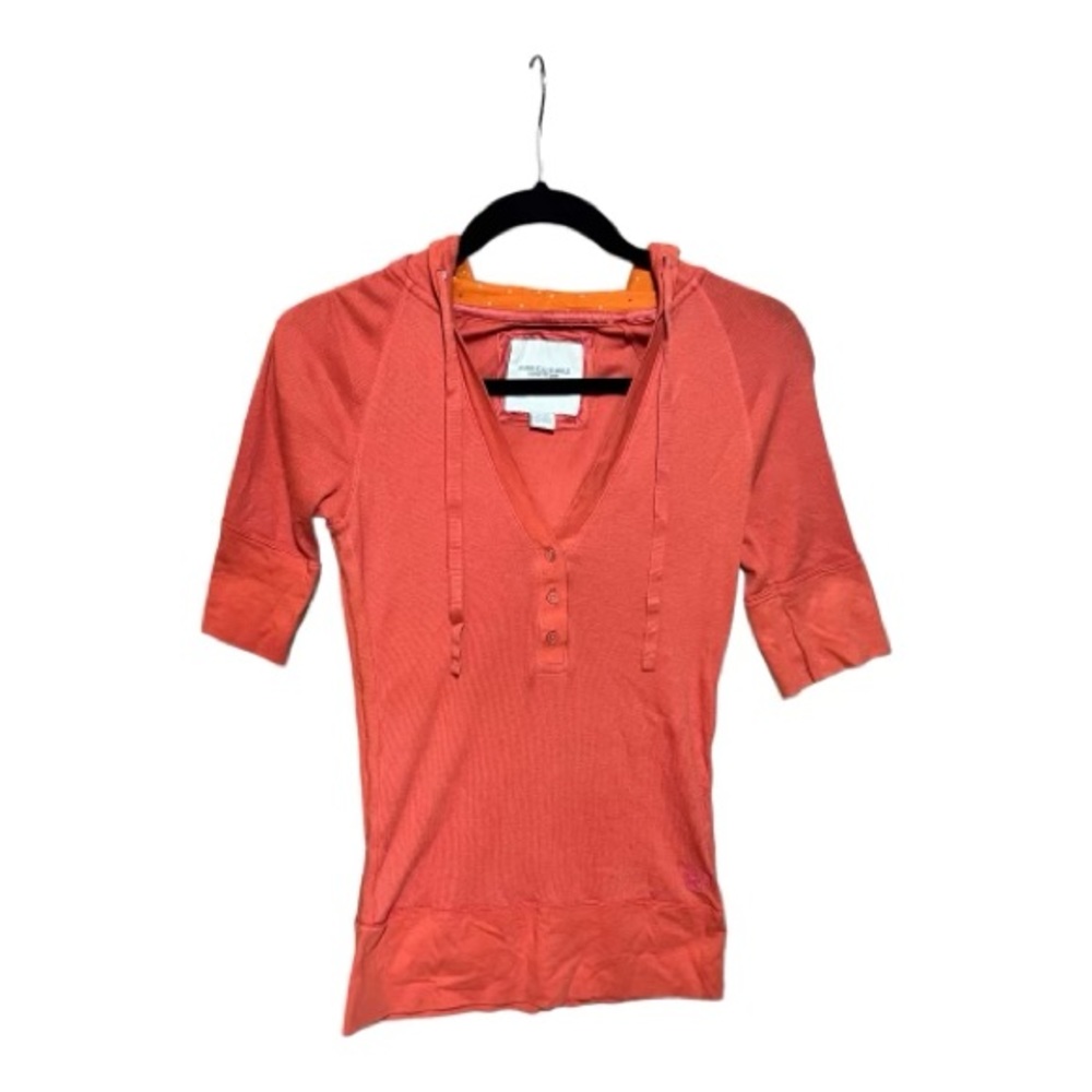 American Eagle Outfitters Medium Orange 3/4 length light hoodie button-up vneck